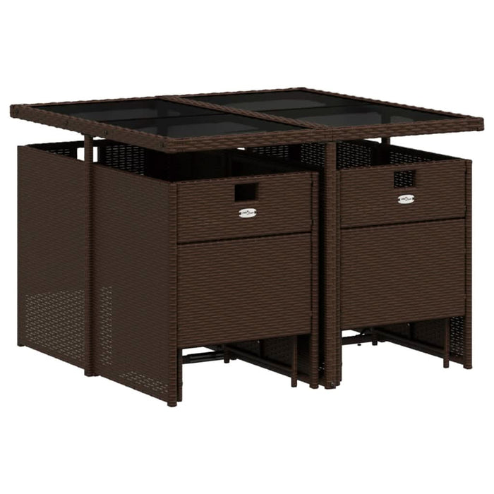 Set mobilier de grădină cu perne, 9 piese, maro, poliratan - WALTI WALTI