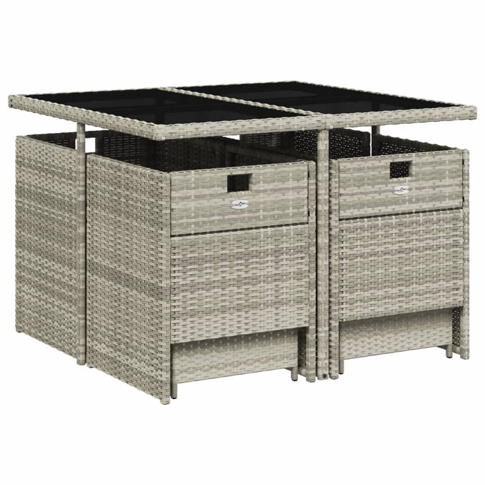 Set mobilier grădină cu perne, 9 piese, gri deschis, poliratan - WALTI WALTI