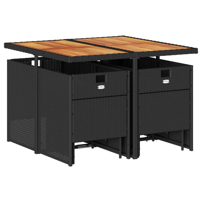 Set mobilier de grădină cu perne, 9 piese, negru, poliratan WALTI