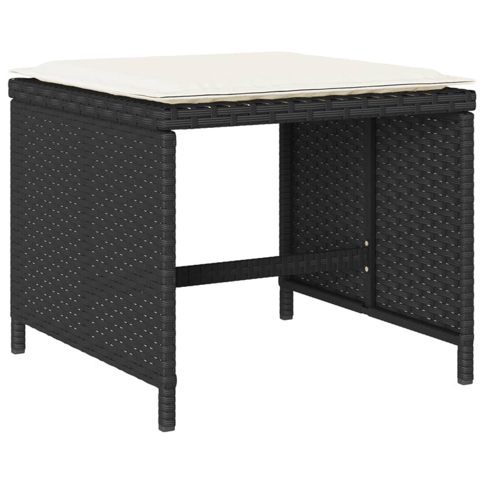 Set mobilier de exterior cu perne, 11 piese, negru, poliratan - WALTI WALTI