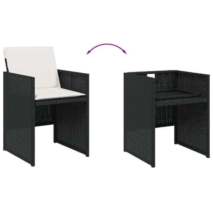 Set mobilier de exterior cu perne, 11 piese, negru, poliratan - WALTI WALTI