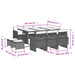 Set mobilier de exterior cu perne, 11 piese, negru, poliratan - WALTI WALTI