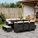 Set mobilier de exterior cu perne, 11 piese, negru, poliratan - WALTI WALTI