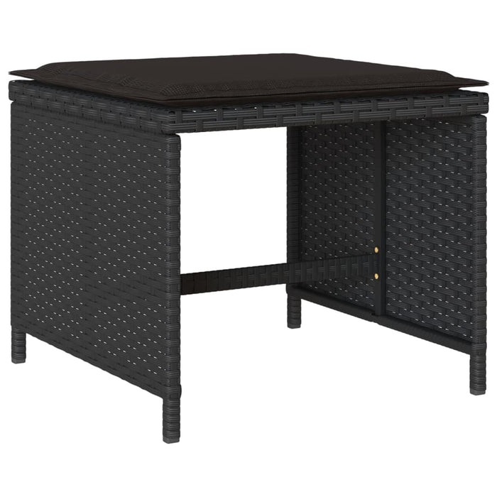 Set mobilier de exterior cu perne, 11 piese, negru, poliratan WALTI