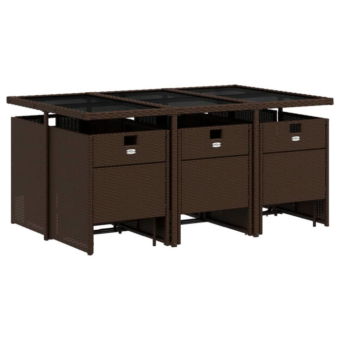 Set mobilier de grădină cu perne, 11 piese, maro, poliratan - WALTI WALTI