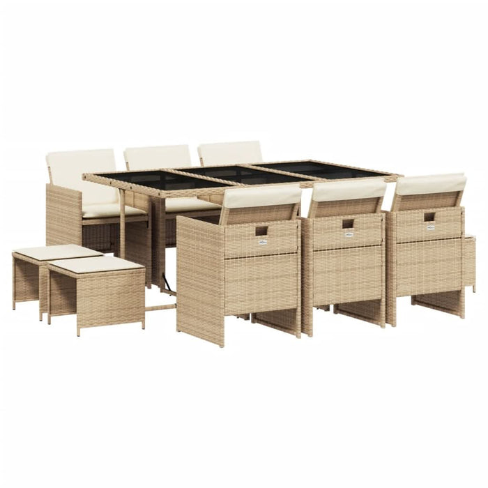 Set mobilier de grădină cu perne, 11 piese, bej, poliratan - WALTI WALTI