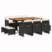 Set mobilier de exterior cu perne, 11 piese, negru, poliratan - WALTI WALTI