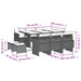 Set mobilier de exterior cu perne, 11 piese, negru, poliratan - WALTI WALTI