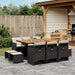 Set mobilier de exterior cu perne, 11 piese, negru, poliratan - WALTI WALTI