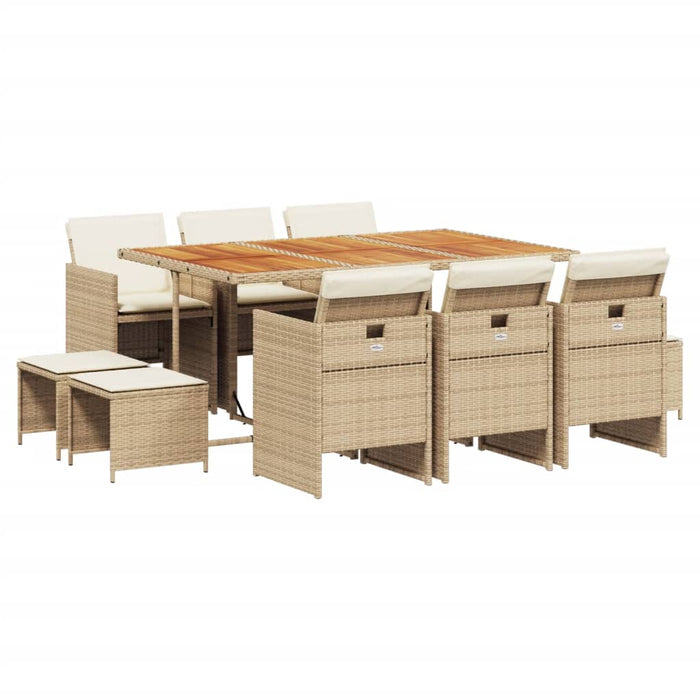 Set mobilier de grădină cu perne, 11 piese, bej, poliratan - WALTI WALTI
