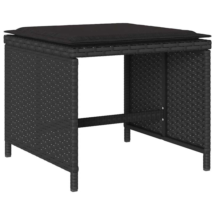 Set mobilier de grădină cu perne, 13 piese, negru, poliratan WALTI