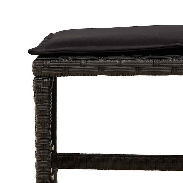 Set mobilier de grădină cu perne, 13 piese, negru, poliratan WALTI