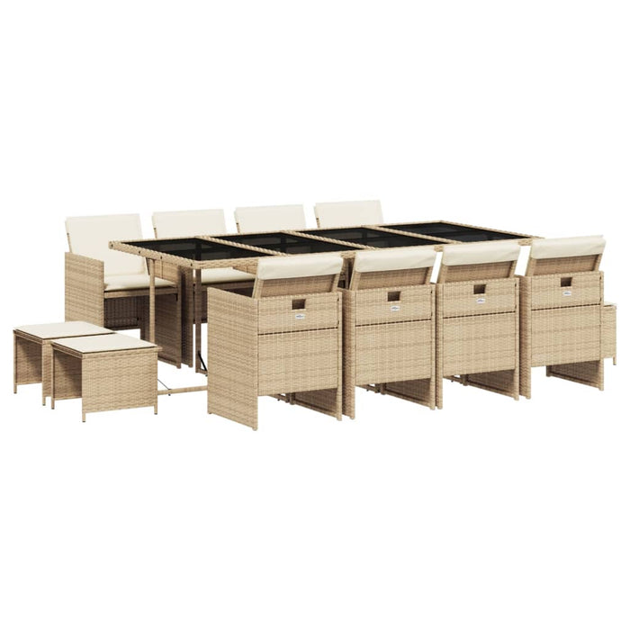 Set mobilier de grădină cu perne, 13 piese, bej, poliratan WALTI