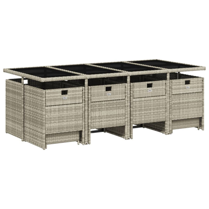 Set mobilier de grădină cu perne 13 piese gri deschis poliratan - WALTI WALTI