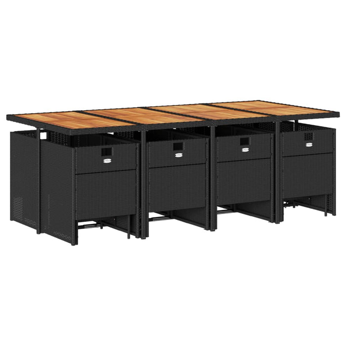 Set mobilier de grădină cu perne, 13 piese, negru, poliratan WALTI