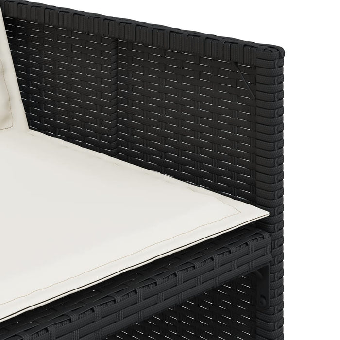 Set mobilier de grădină cu perne, 13 piese, negru, poliratan WALTI