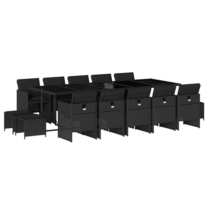 Set mobilier de grădină cu perne, 15 piese, negru, poliratan - WALTI WALTI