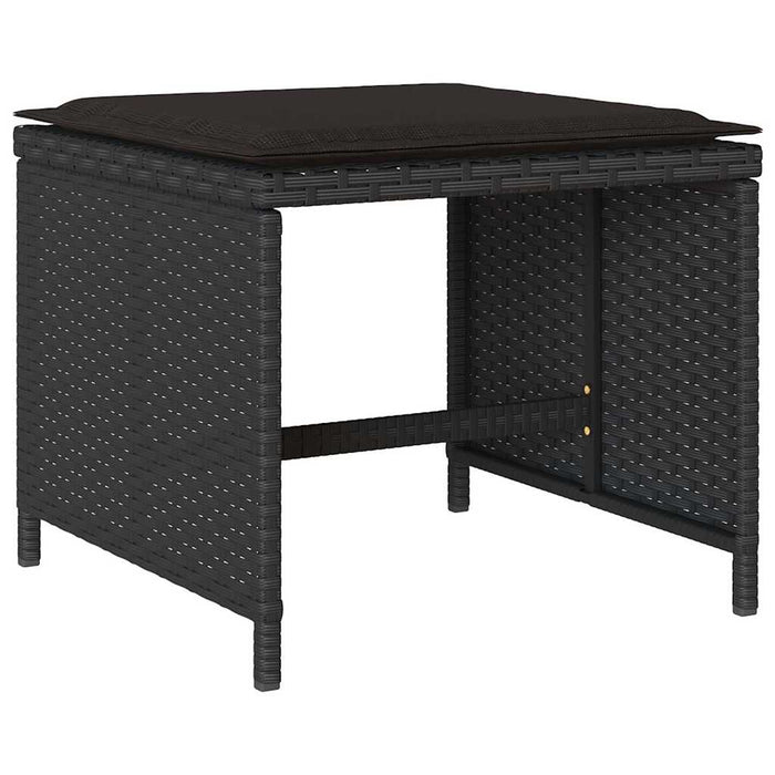 Set mobilier de grădină cu perne, 15 piese, negru, poliratan - WALTI WALTI