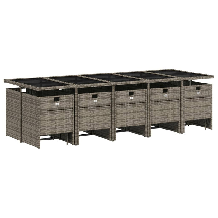 Set mobilier de grădină cu perne, 15 piese, gri, poliratan - WALTI WALTI