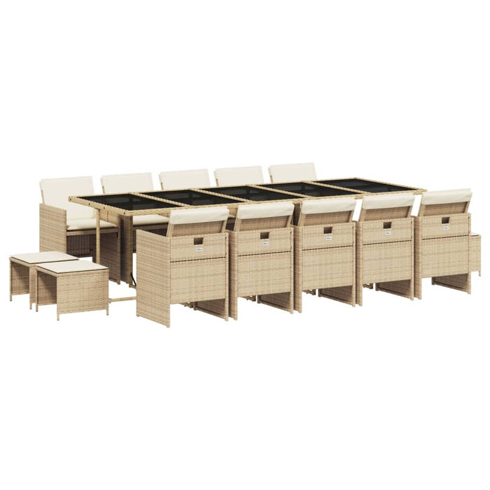 Set mobilier de grădină cu perne, 15 piese, bej, poliratan - WALTI WALTI