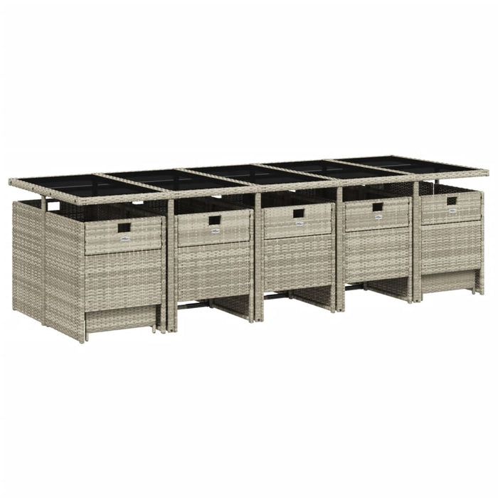Set mobilier de grădină cu perne 15 piese gri deschis poliratan - WALTI WALTI