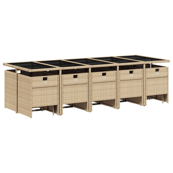 Set mobilier grădină cu perne, 15 piese, bej combinat poliratan - WALTI WALTI