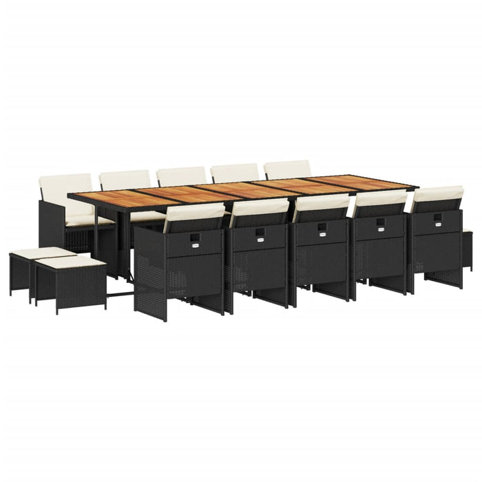 Set mobilier de grădină cu perne, 15 piese, negru, poliratan - WALTI WALTI