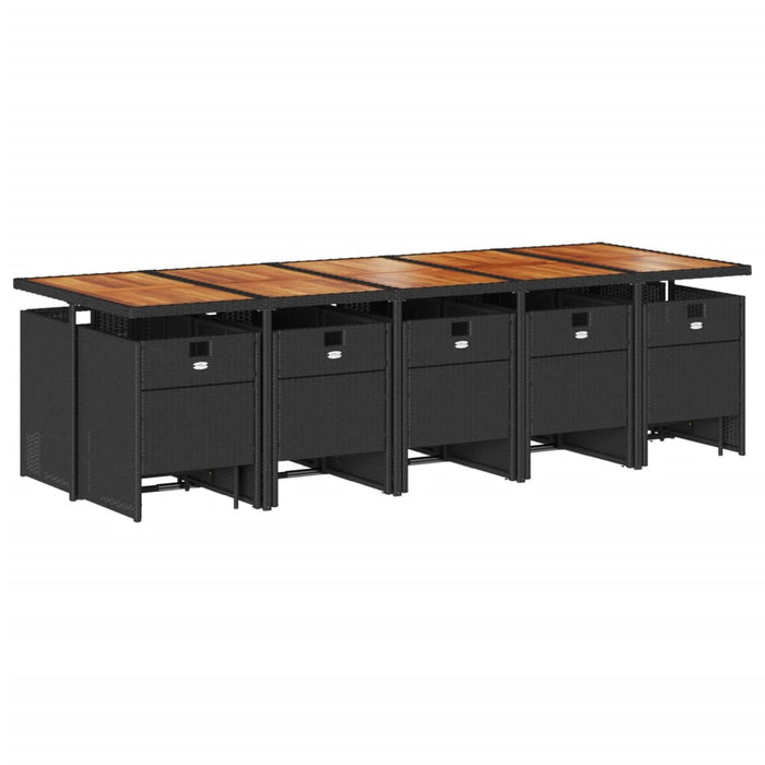 Set mobilier de grădină cu perne, 15 piese, negru, poliratan - WALTI WALTI
