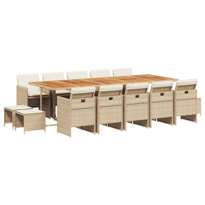 Set mobilier de grădină cu perne, 15 piese, bej, poliratan - WALTI WALTI