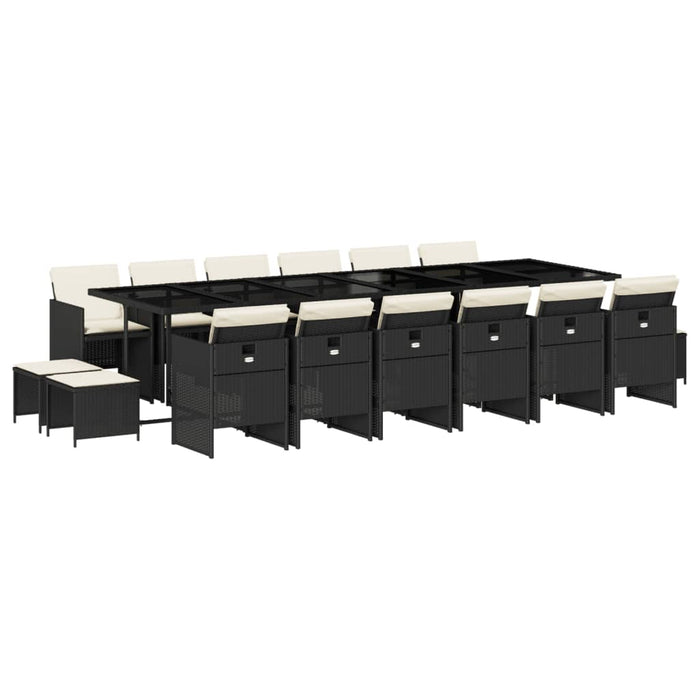 Set mobilier de grădină cu perne, 17 piese, negru, poliratan - WALTI WALTI