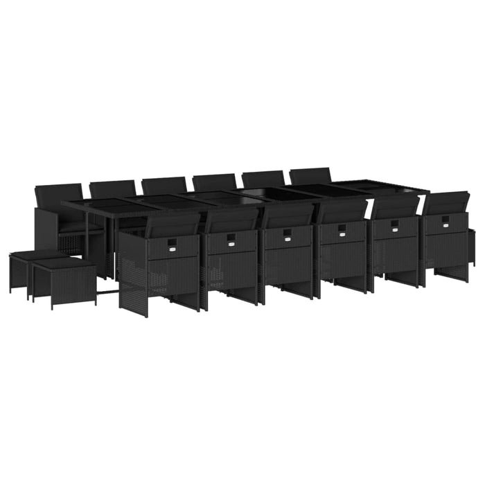 Set mobilier de grădină cu perne, 17 piese, negru, poliratan - WALTI WALTI