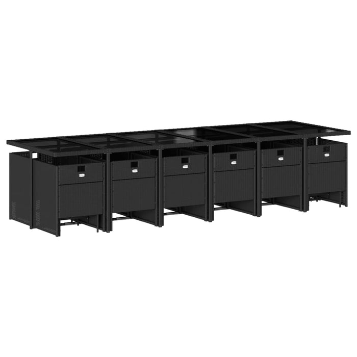 Set mobilier de grădină cu perne, 17 piese, negru, poliratan - WALTI WALTI