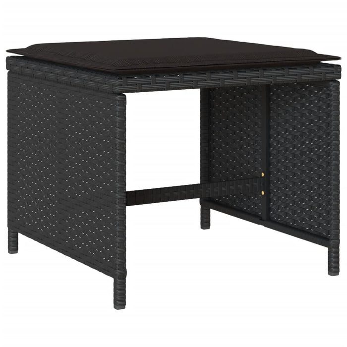 Set mobilier de grădină cu perne, 17 piese, negru, poliratan - WALTI WALTI