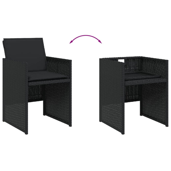 Set mobilier de grădină cu perne, 17 piese, negru, poliratan - WALTI WALTI