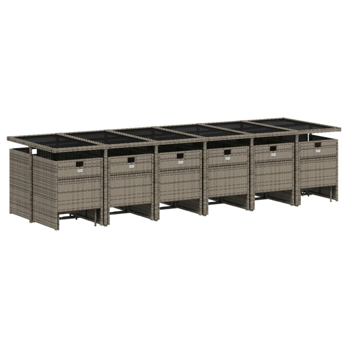 Set mobilier de grădină cu perne, 17 piese, gri, poliratan - WALTI WALTI