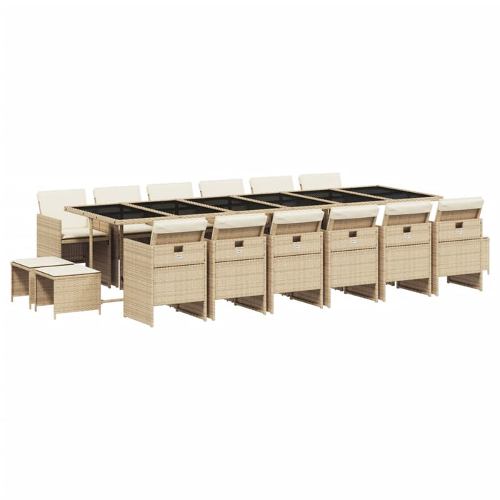 Set mobilier de grădină cu perne, 17 piese, bej, poliratan - WALTI WALTI
