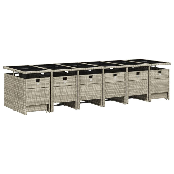Set mobilier de grădină cu perne 17 piese gri deschis poliratan - WALTI WALTI