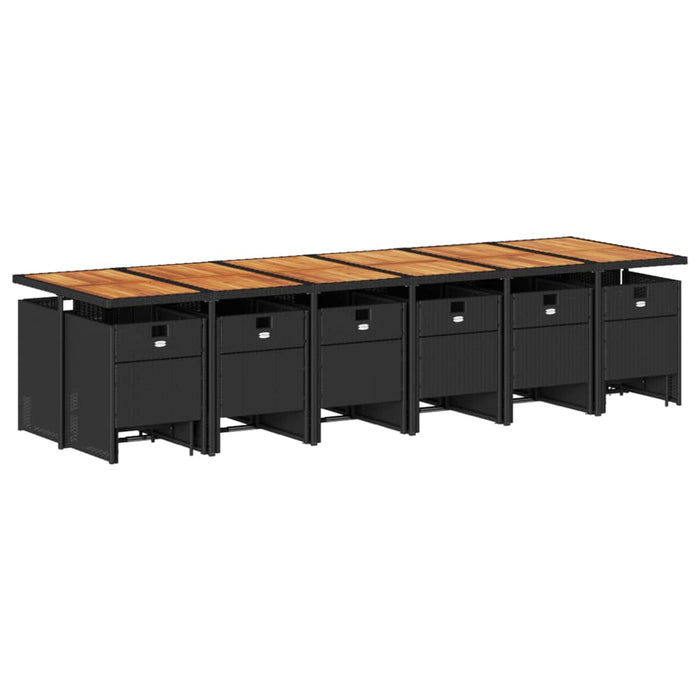 Set mobilier de grădină cu perne, 17 piese, negru, poliratan - WALTI WALTI