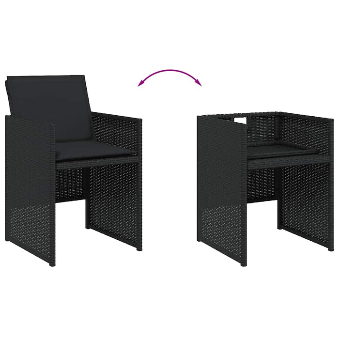 Set mobilier de grădină cu perne, 9 piese, negru, poliratan WALTI