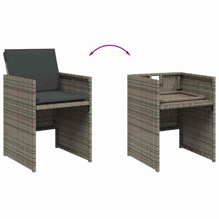 Set mobilier grădină cu perne, 9 piese, gri, poliratan WALTI