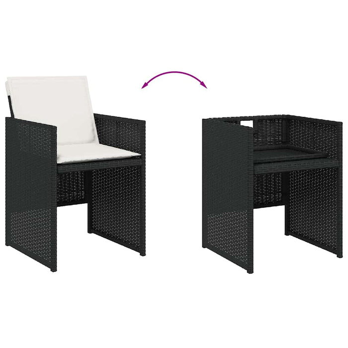 Set mobilier de grădină cu perne, 9 piese, negru, poliratan WALTI