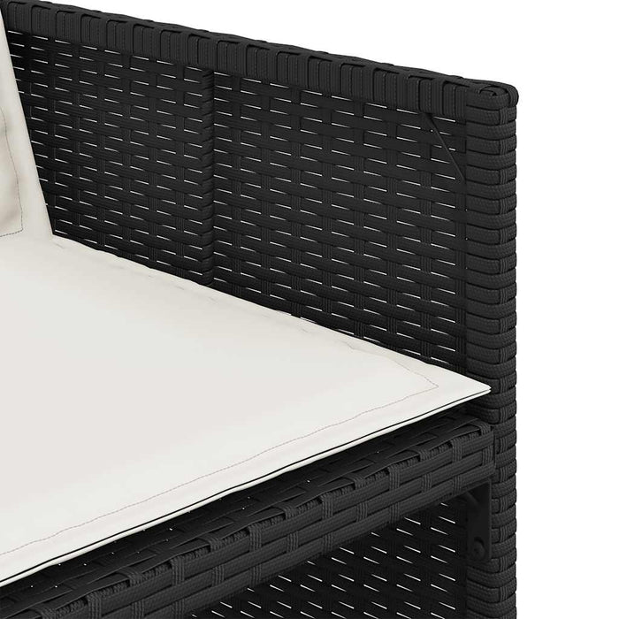 Set mobilier de grădină cu perne, 9 piese, negru, poliratan WALTI