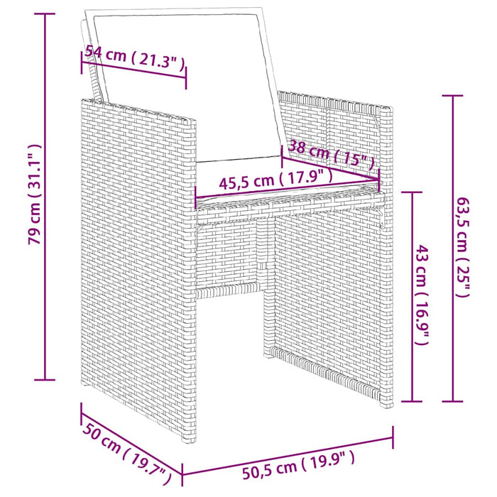 Set mobilier de grădină cu perne, 9 piese, negru, poliratan WALTI