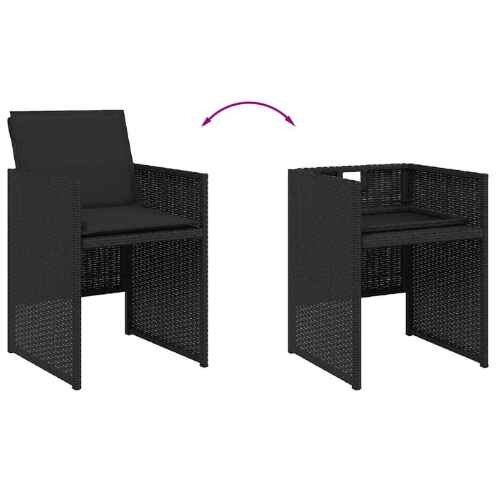 Set mobilier de exterior cu perne, 11 piese, negru, poliratan - WALTI WALTI