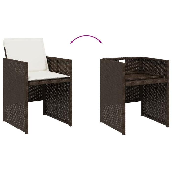 Set mobilier de grădină cu perne, 11 piese, maro, poliratan - WALTI WALTI