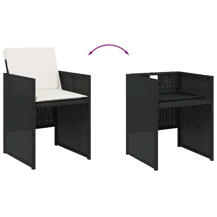 Set mobilier de exterior cu perne, 11 piese, negru, poliratan - WALTI WALTI