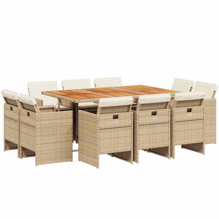 Set mobilier de grădină cu perne, 11 piese, bej, poliratan - WALTI WALTI