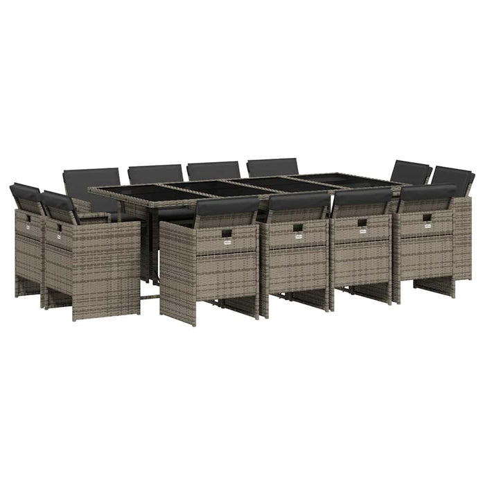 Set mobilier de grădină cu perne, 13 piese, gri, poliratan - WALTI WALTI