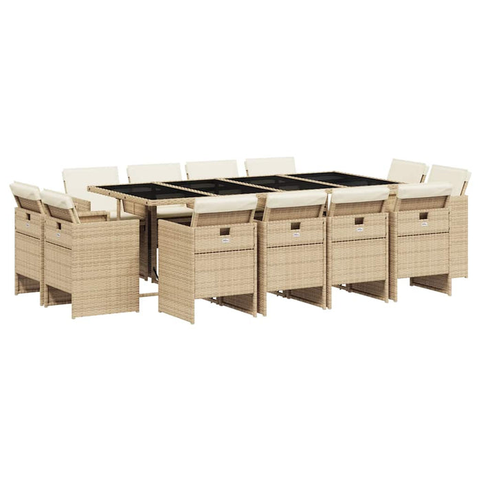 Set mobilier de grădină cu perne, 13 piese, bej, poliratan - WALTI WALTI