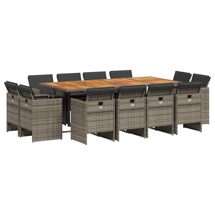 Set mobilier de grădină cu perne, 13 piese, gri, poliratan - WALTI WALTI